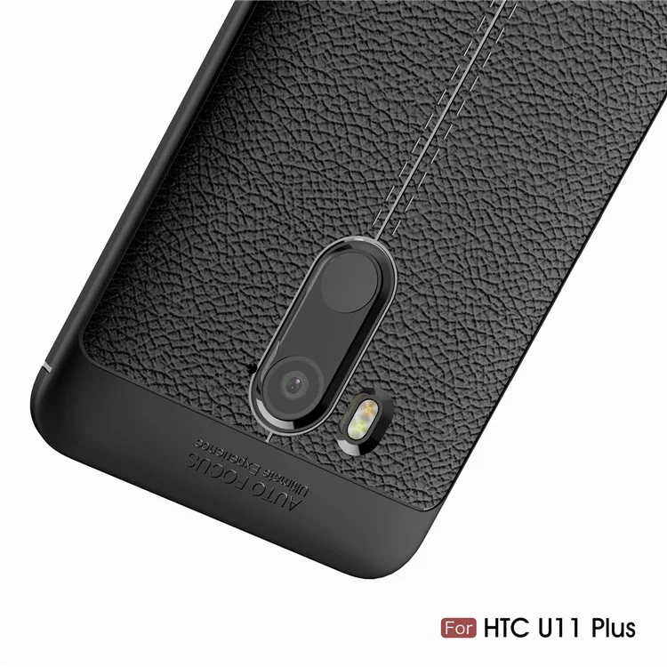 Litchi Grain Soft TPU Back Cover for HTC U11 Plus - Black