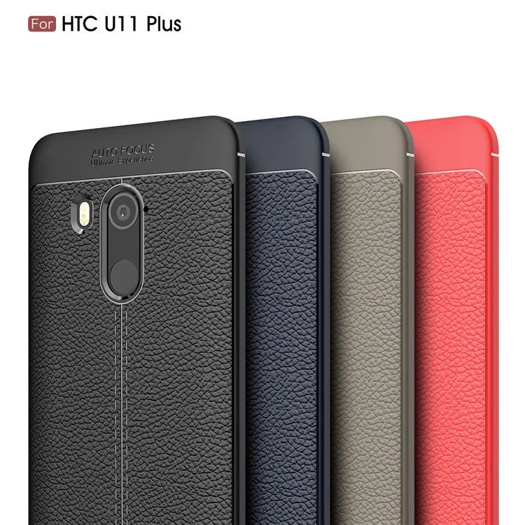 Litchi Grain Soft TPU Back Cover for HTC U11 Plus - Black
