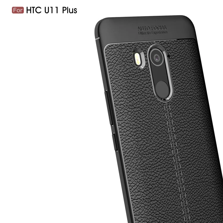 Litchi Grain Soft TPU Back Cover for HTC U11 Plus - Black