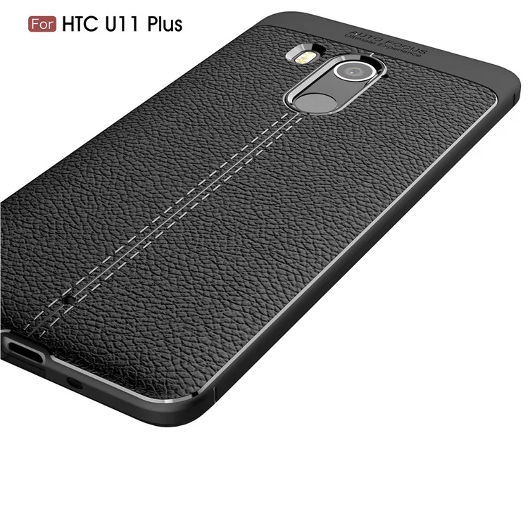 Litchi Grain Soft TPU Back Cover for HTC U11 Plus - Black