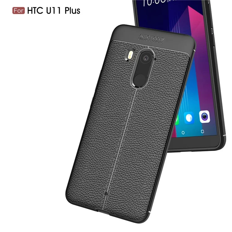 Litchi Grain Soft TPU Back Cover for HTC U11 Plus - Black