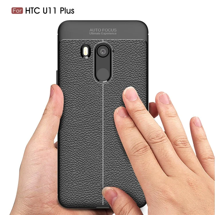 Litchi Grain Soft TPU Back Cover for HTC U11 Plus - Black