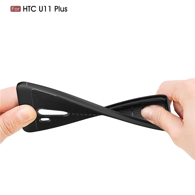 Litchi Grain Soft TPU Back Cover for HTC U11 Plus - Black