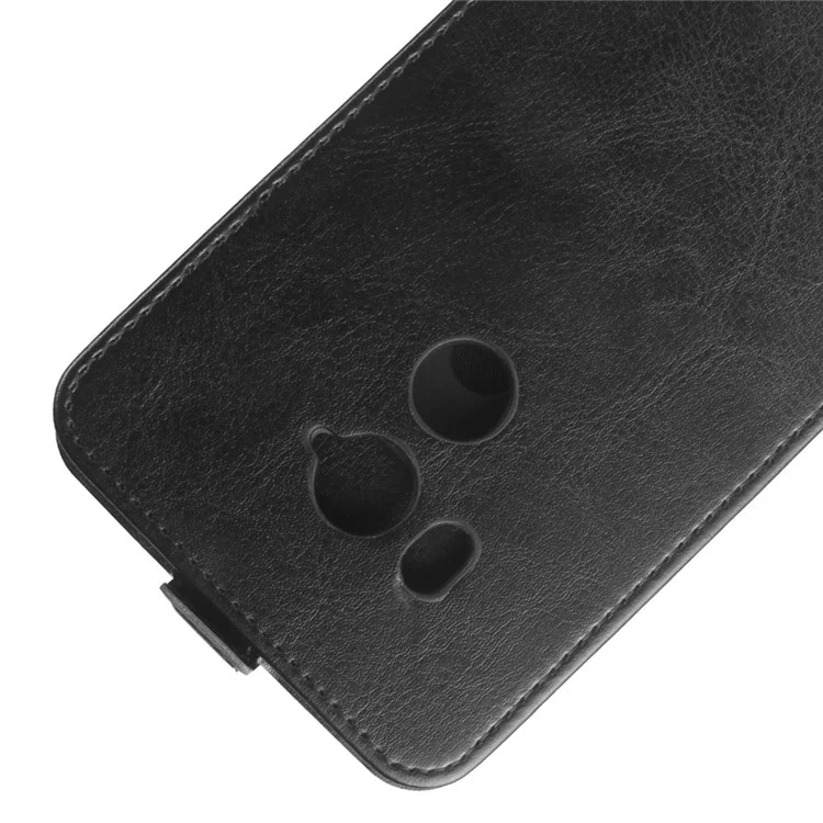 Crazy Horse Vertical Flip Card Holder Leather Mobile Case for HTC U11 Eyes - Black