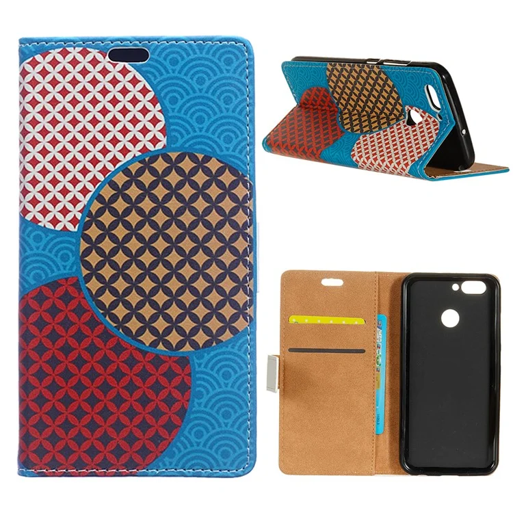 For HTC Desire 12+ / Desire 12 Plus Pattern Printing Wallet Leather Stand Case - Seamless Circles