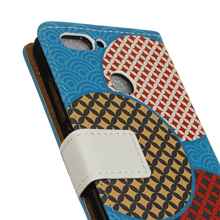 For HTC Desire 12+ / Desire 12 Plus Pattern Printing Wallet Leather Stand Case - Seamless Circles