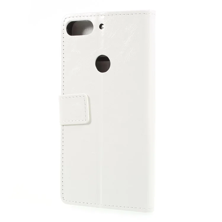 Crazy Horse PU Leather Magnetic Stand Wallet Shell for HTC Desire 12 Plus - White