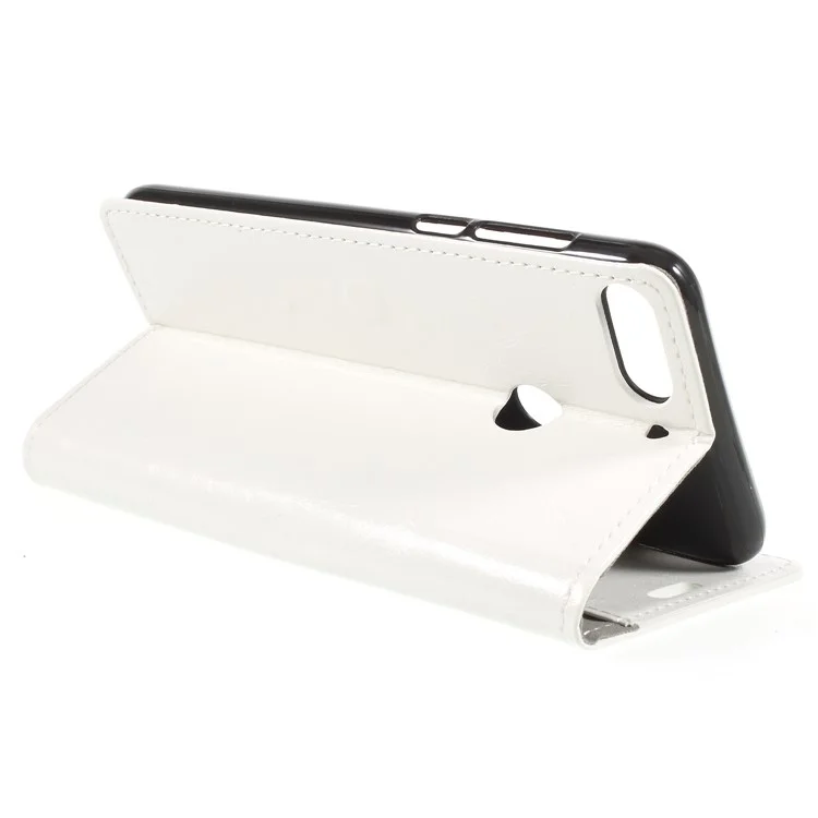 Crazy Horse PU Leather Magnetic Stand Wallet Shell for HTC Desire 12 Plus - White