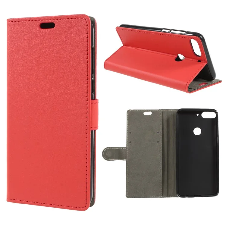 Wallet Stand Leather Protection Phone Case for HTC Desire 12+ / 12 Plus - Red