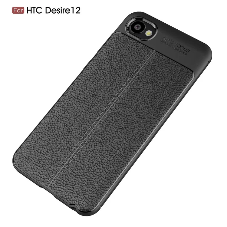 Litchi Texture TPU Case for HTC Desire 12 - Black