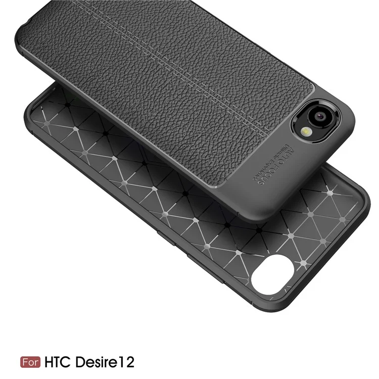 Litchi Texture TPU Case for HTC Desire 12 - Black