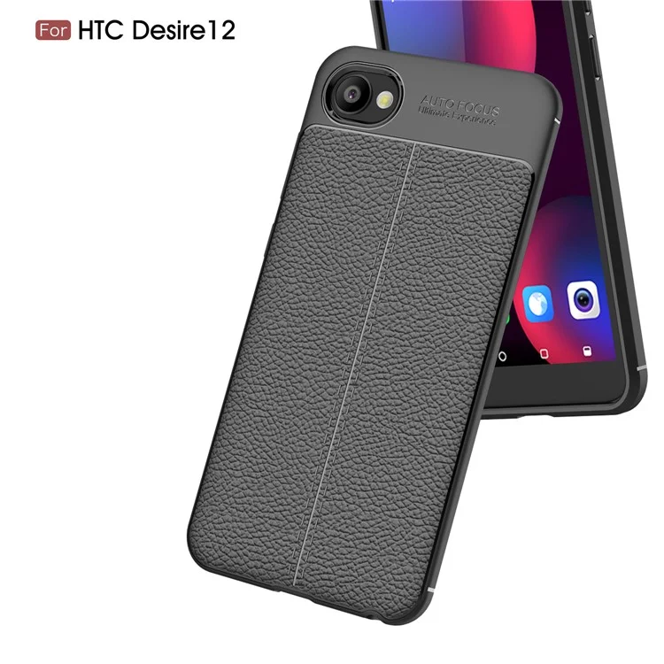 Litchi Texture TPU Case for HTC Desire 12 - Black