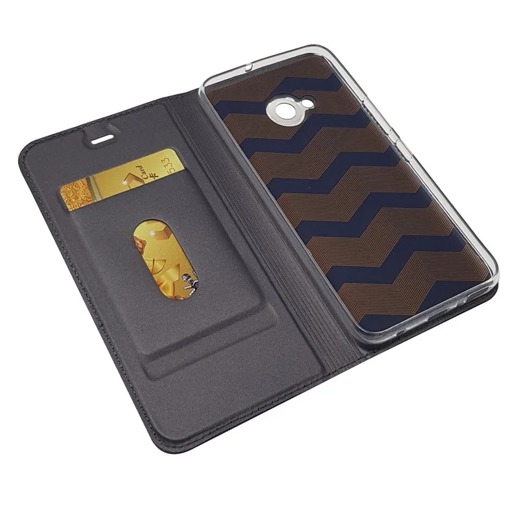 Magnetic Adsorption PU Leather Card Holder Phone Case for HTC U11 Life - Black