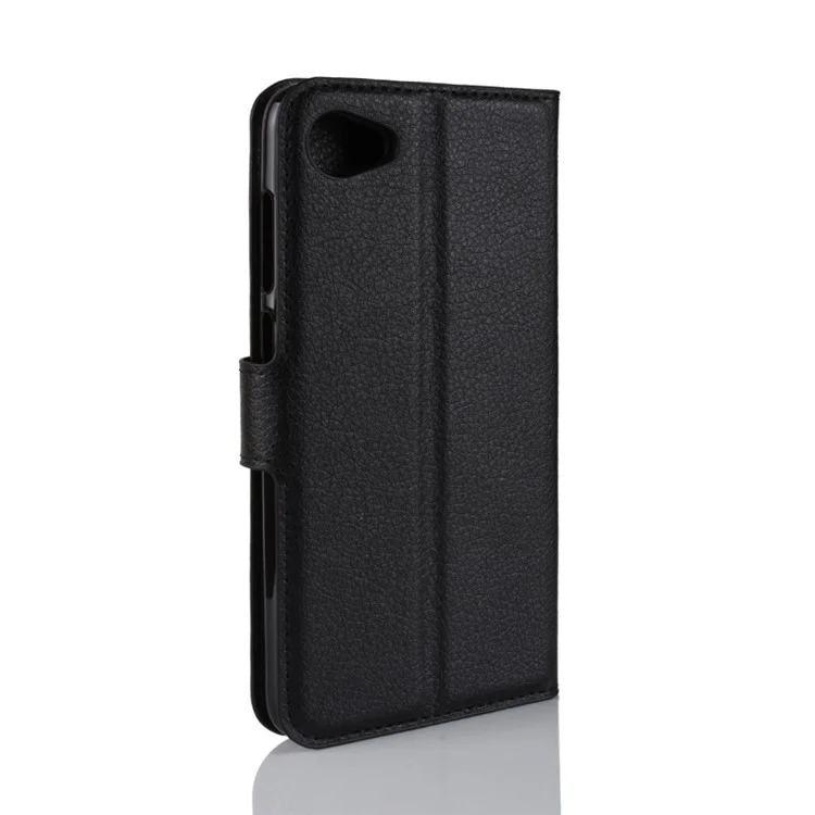 Litchi Skin Wallet Leather Stand Case for HTC Desire 12 - Black