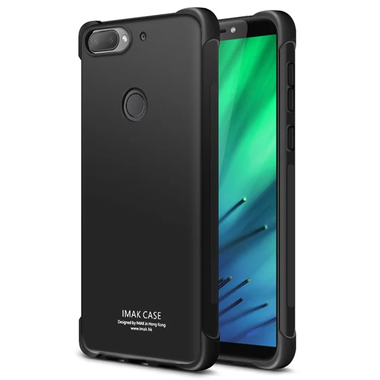 IMAK for HTC Desire 12+/12 Plus Skin Feel Anti-drop TPU Case + Explosion-proof Screen Film - Metal Black