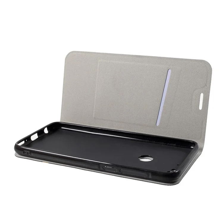 Cross Texture PU Leather Folio Flip Cell Phone Cover for HTC Desire 12+ / 12 Plus - Black