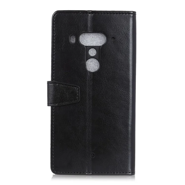 Crazy Horse Texture Wallet Stand Leather Mobile Case for HTC U12+ - Black