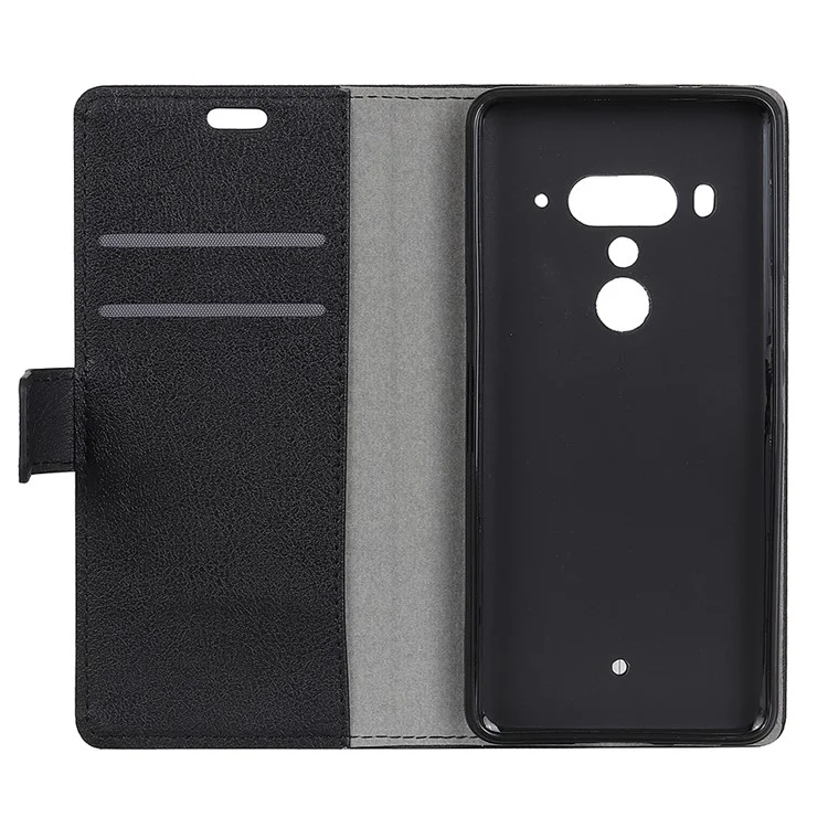 PU Leather Magnetic Wallet Protection Mobile Phone Shell for HTC U12 Plus - Black