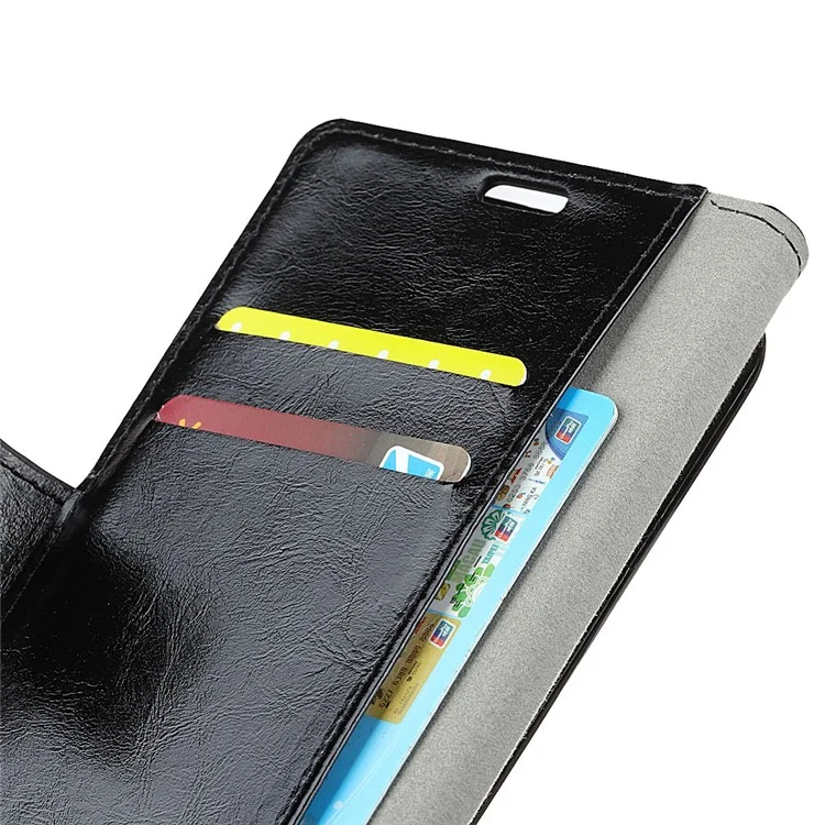 Crazy Horse Texture PU Leather Protection Mobile Phone Shell for HTC U12 Plus - Black