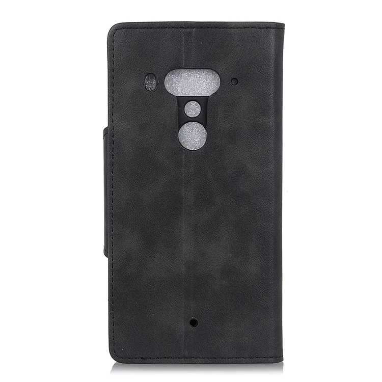 PU Leather Wallet Stand Mobile Phone Case for HTC U12+ - Black