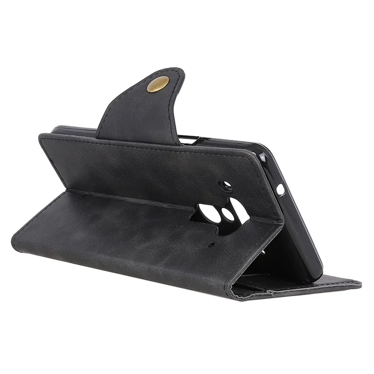 PU Leather Wallet Stand Mobile Phone Case for HTC U12+ - Black