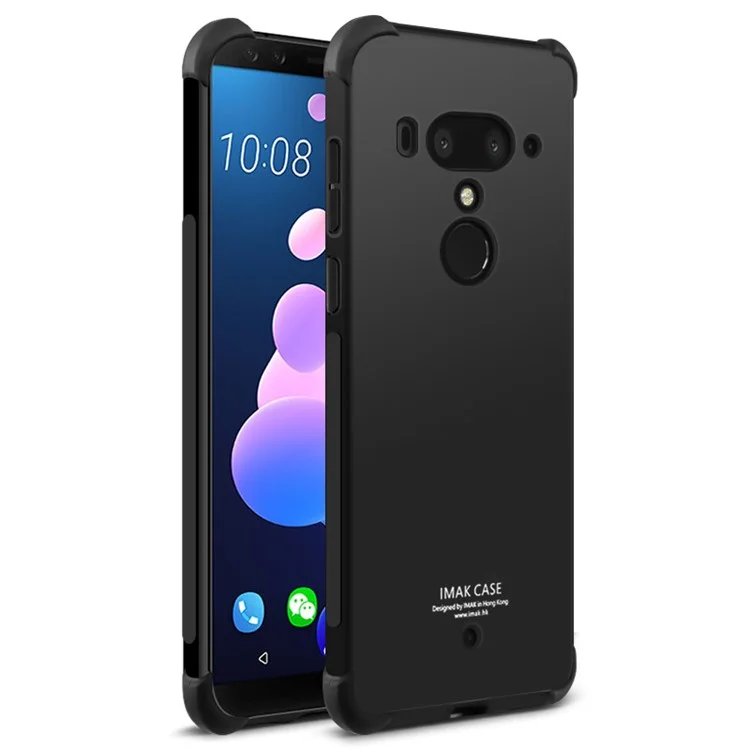 Metal Black - IMAK for HTC U12+ Skin Feel Anti-drop TPU Cover + Explosion-proof Screen Film