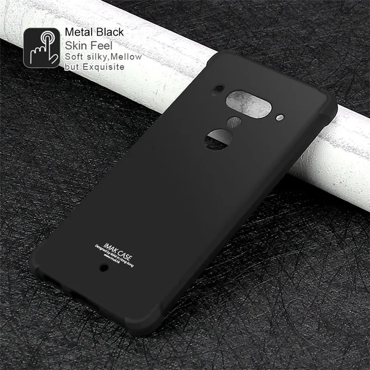 Metal Black - IMAK for HTC U12+ Skin Feel Anti-drop TPU Cover + Explosion-proof Screen Film