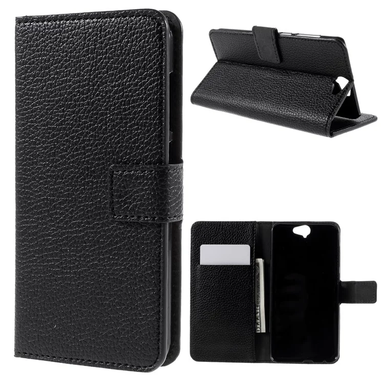 Lychee Texture Wallet Leather Case for HTC One A9 with Stand - Black