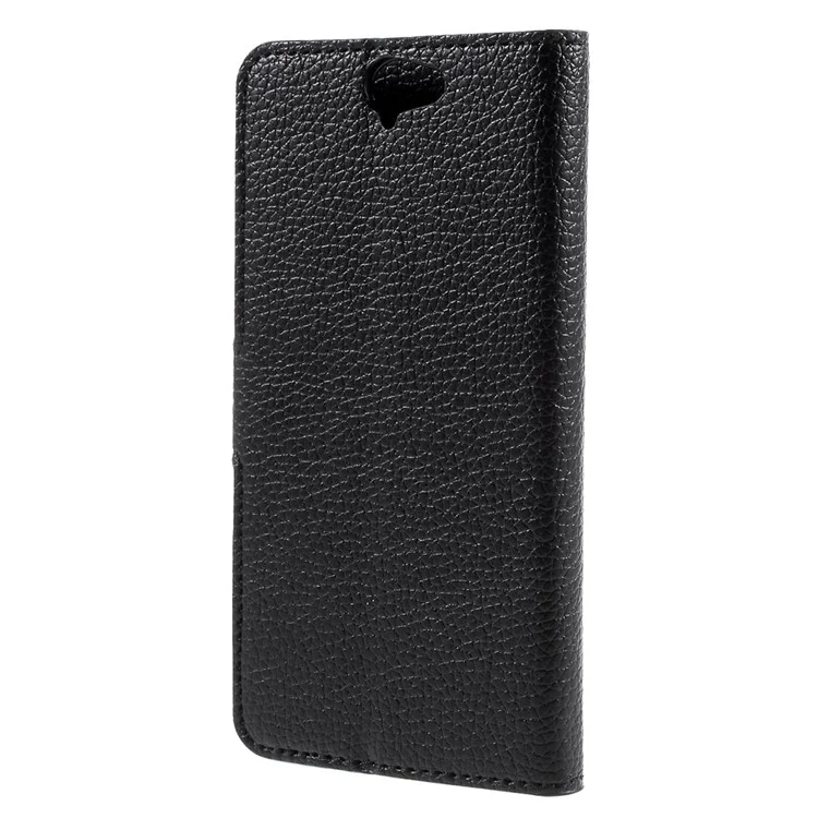 Lychee Texture Wallet Leather Case for HTC One A9 with Stand - Black