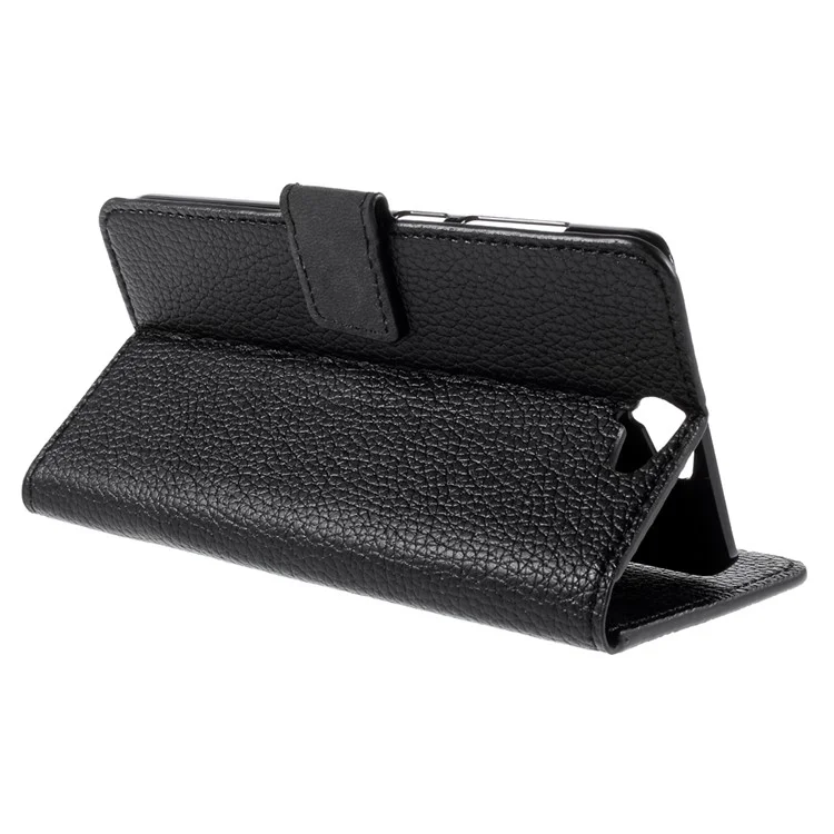 Lychee Texture Wallet Leather Case for HTC One A9 with Stand - Black