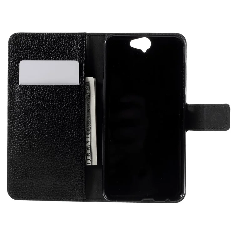 Lychee Texture Wallet Leather Case for HTC One A9 with Stand - Black