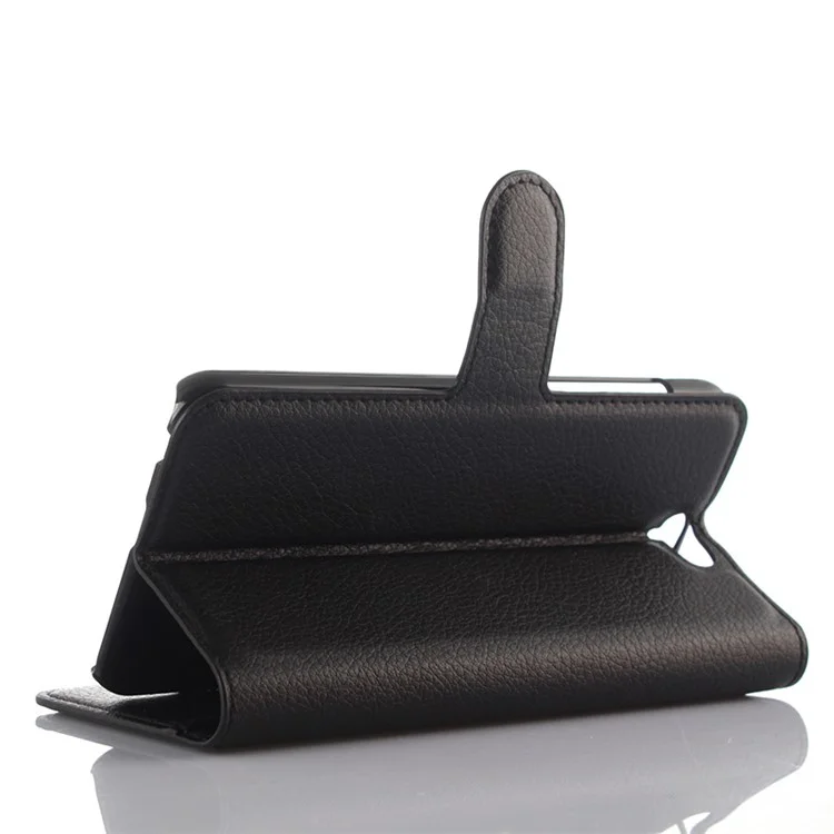 Litchi Grain Leather Wallet Case for HTC One A9 - Black