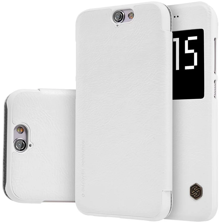 NILLKIN Qin Series Smart View Leather Phone Cover for HTC One A9 - White