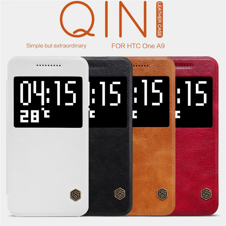 NILLKIN Qin Series Smart View Leather Phone Cover for HTC One A9 - White