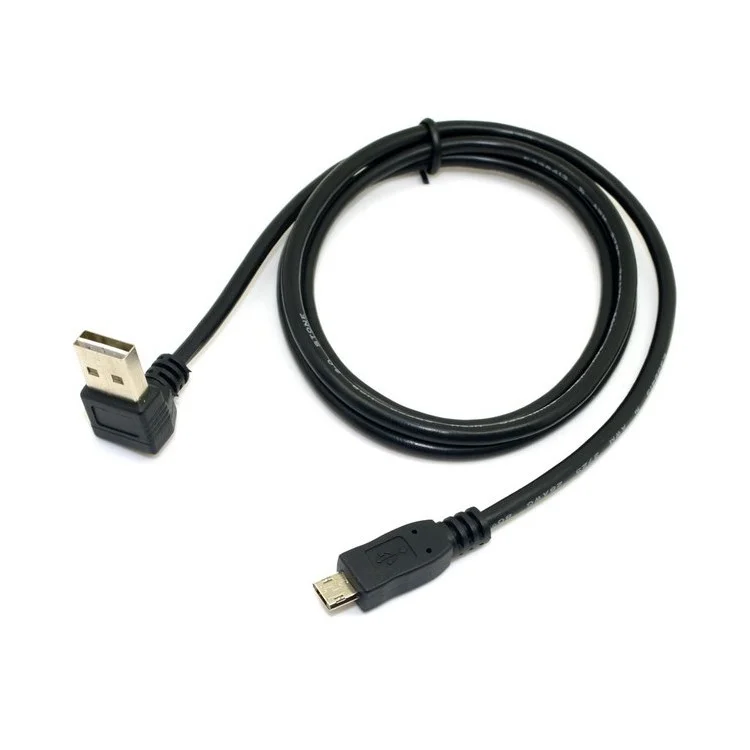 USB 2.0 Male to Micro USB 5Pin Male Cable Reversible Design Up & Down Angled 90 Degree