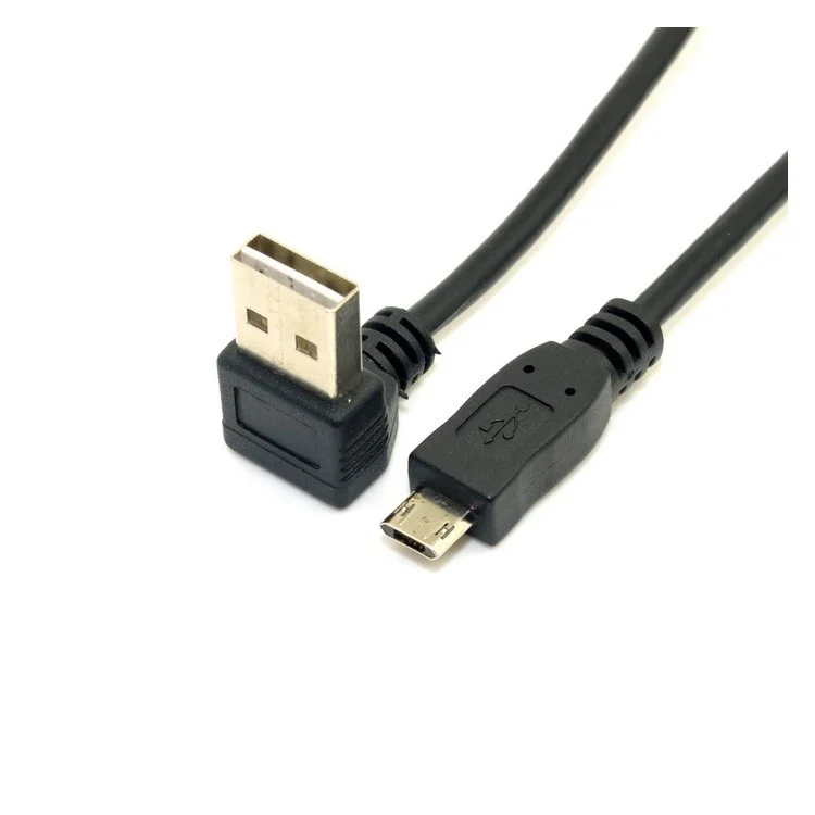 USB 2.0 Male to Micro USB 5Pin Male Cable Reversible Design Up & Down Angled 90 Degree