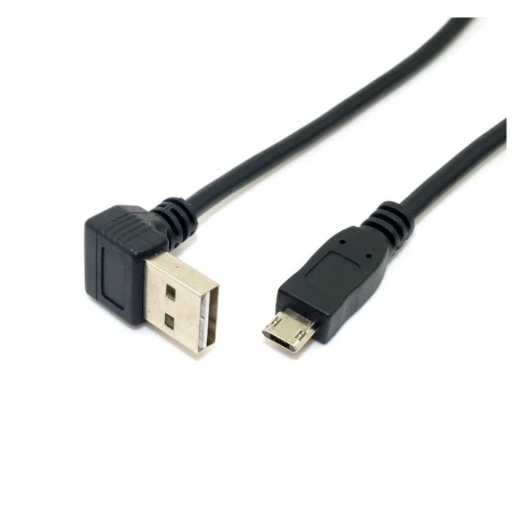 USB 2.0 Male to Micro USB 5Pin Male Cable Reversible Design Up & Down Angled 90 Degree