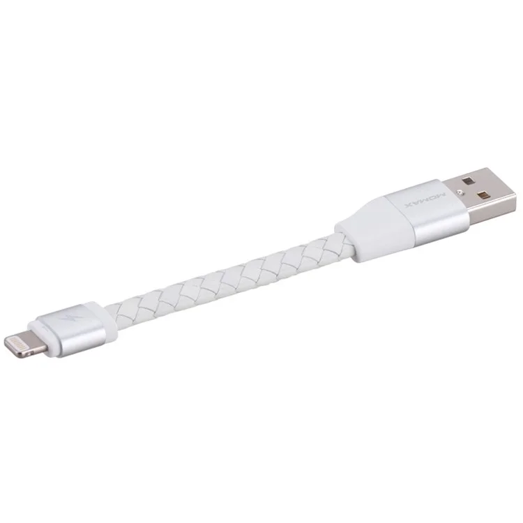 MOMAX MFI Genuine Leather Woven Lightning 8pin Cable Kit for iPhone iPad iPod (11cm+1m) - White