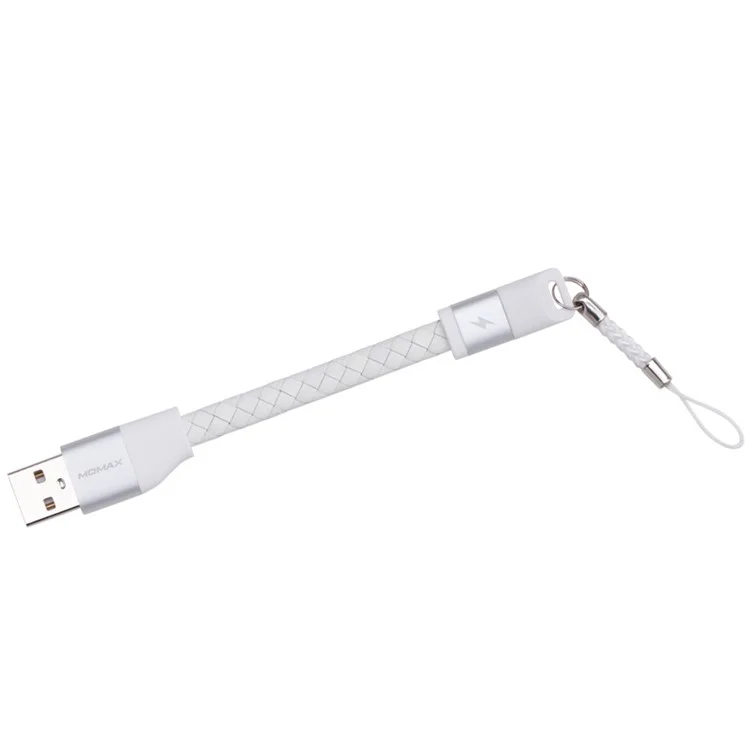 MOMAX MFI Genuine Leather Woven Lightning 8pin Cable Kit for iPhone iPad iPod (11cm+1m) - White