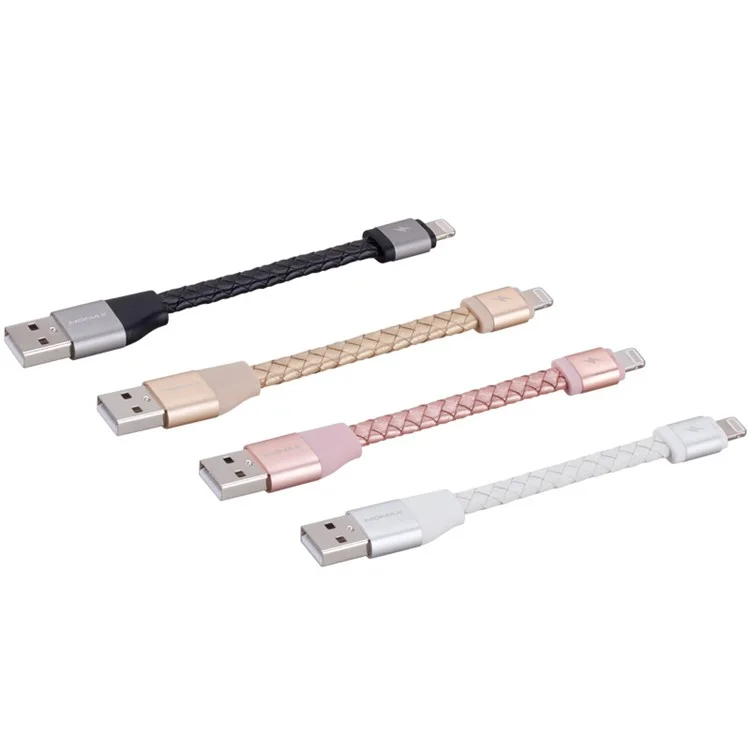 MOMAX MFI Genuine Leather Woven Lightning 8pin Cable Kit for iPhone iPad iPod (11cm+1m) - White