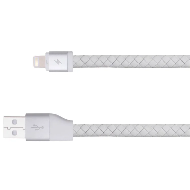 MOMAX MFI Genuine Leather Woven Lightning 8pin Cable Kit for iPhone iPad iPod (11cm+1m) - White