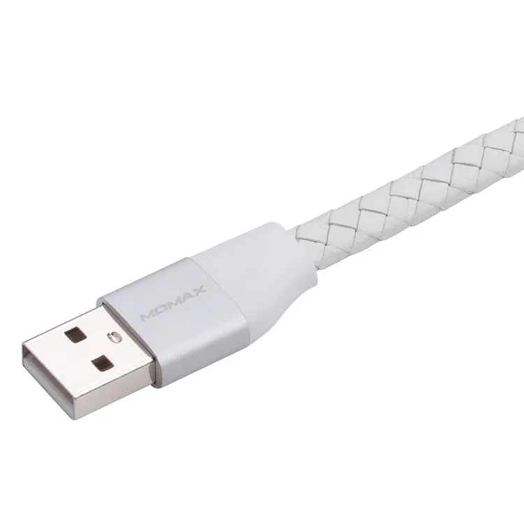 MOMAX MFI Genuine Leather Woven Lightning 8pin Cable Kit for iPhone iPad iPod (11cm+1m) - White