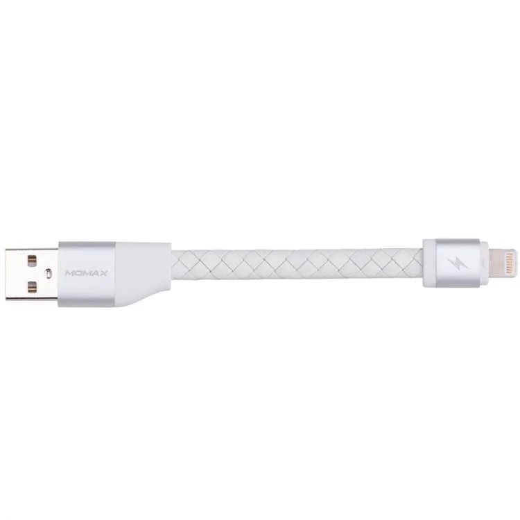 MOMAX MFI Genuine Leather Woven Lightning 8pin Cable Kit for iPhone iPad iPod (11cm+1m) - White