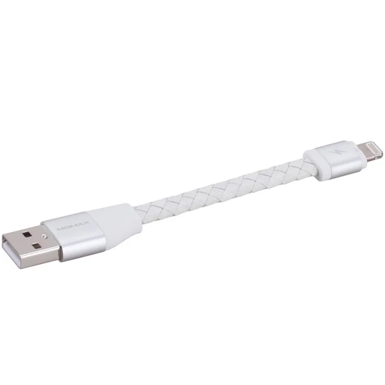 MOMAX MFI Genuine Leather Woven Lightning 8pin Cable Kit for iPhone iPad iPod (11cm+1m) - White
