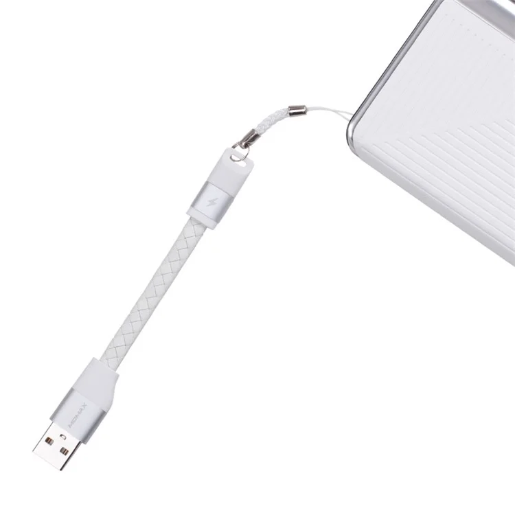 MOMAX MFI Genuine Leather Woven Lightning 8pin Cable Kit for iPhone iPad iPod (11cm+1m) - White