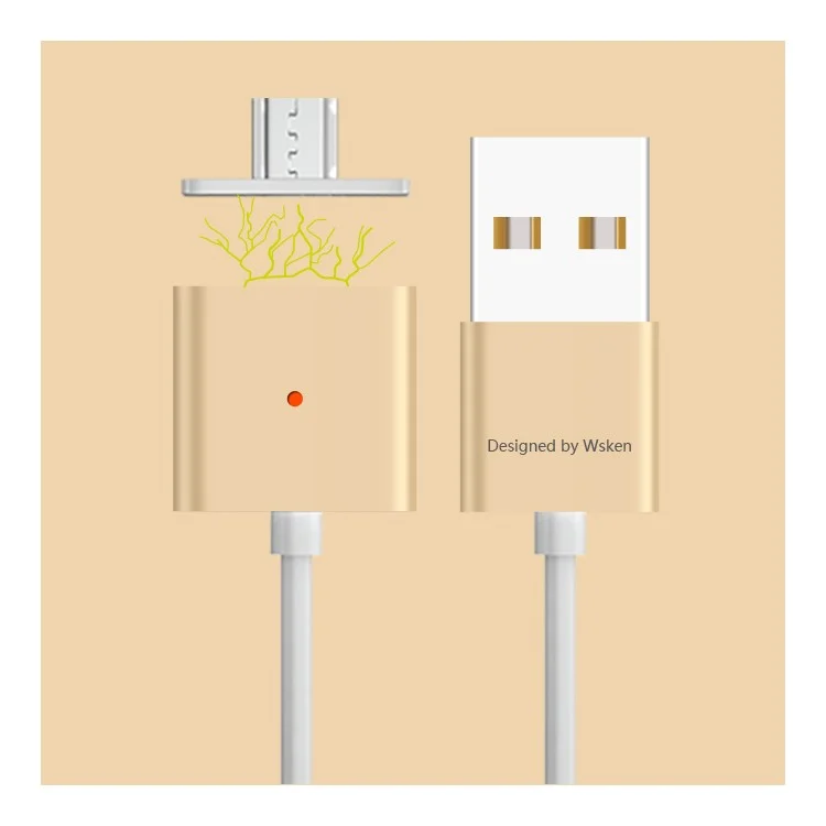 WSKEN X-cable Magnetic Micro USB Cable for Samsung HTC (Double Metal) - Gold Color