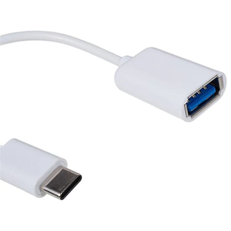 USB 3.1 Type-C Male to USB 2.0 A Female OTG Cord - White