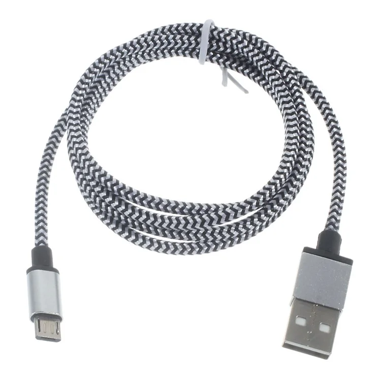 1M Gewebtes Micro-USB-Datensynchronisations- und Ladekabel für Samsung HTC LG Sony - Weiß