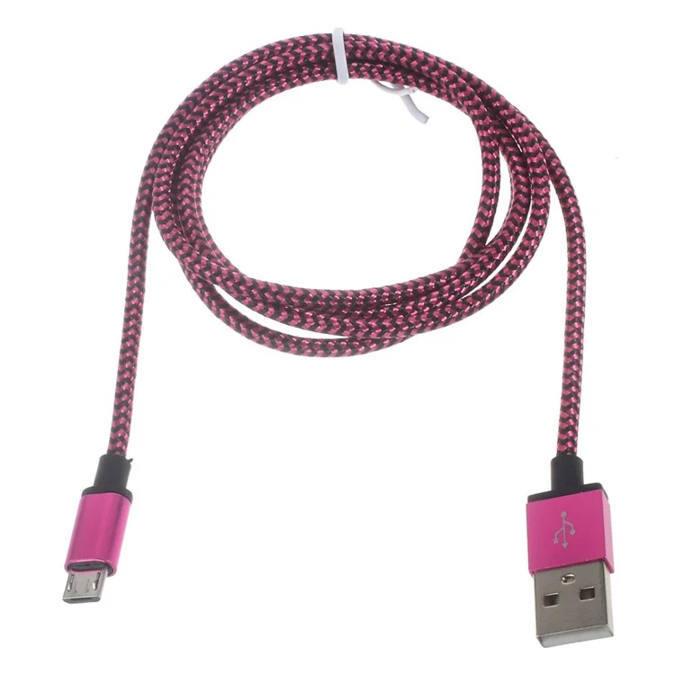 1M Woven Micro USB Data Sync Charge Cable for Samsung HTC LG Sony - Rose