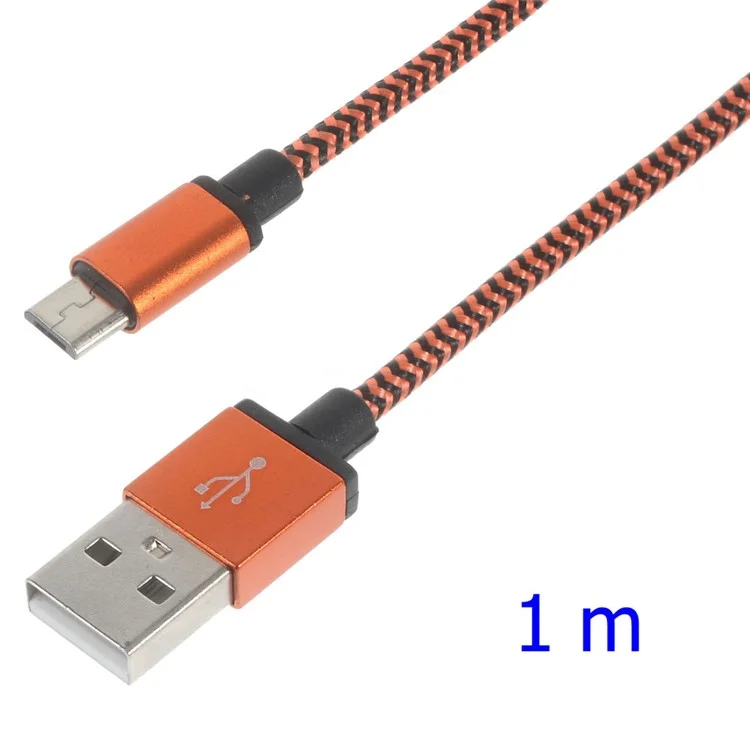1M gewebtes Micro-USB-Datensynchronisations- und Ladekabel für Samsung HTC LG Sony - Orange